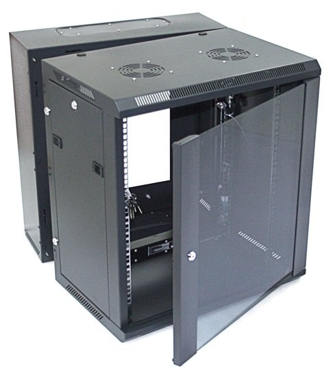 Dynamix 12RU 600mm Deep Universal Swing Wall Mount Cabinet (600 X 600 X 635mm) - Black