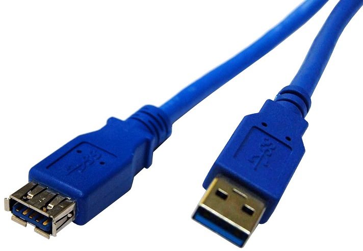 Dynamix 1m USB 3.0 Type A Male to Type A Female Extension Cable - Blue