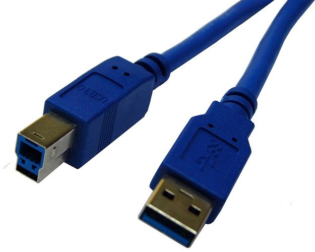 Dynamix 1m USB 3.0 Type A Male to Type B Male Cable - Blue