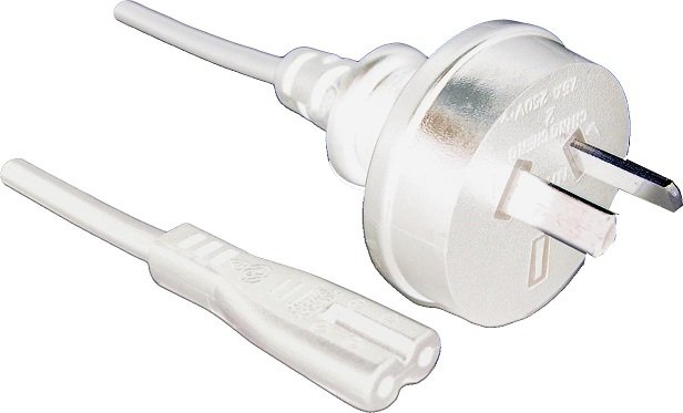 Dynamix 2m 2 Pin Plug to Figure 8 C7 Female SAA Approved Power Cord Cable - White