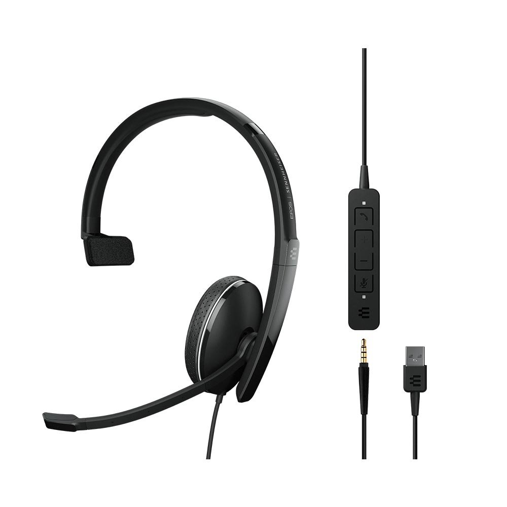 EPOS Sennheiser ADAPT 135 USB II and 3.5mm Overhead Wired Mono Headset - Connection to PC and Mobile Devices Only
