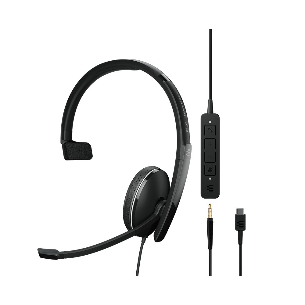 EPOS Sennheiser ADAPT 135 USB-C II and 3.5mm Overhead Wired Mono Headset - Connection to PC and Mobile Devices Only