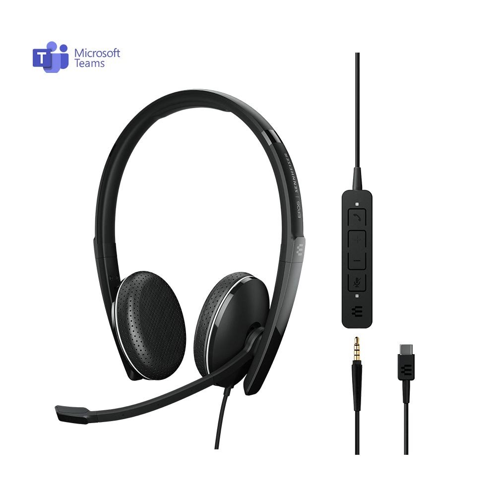 EPOS Sennheiser ADAPT 165T USB-C II and 3.5mm Overhead Wired Stereo Headset - Connection to PC and Mobile Devices Only, Certified for MS Teams