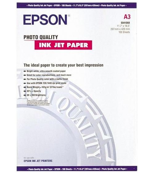 Epson S041068 Matte A3 102gsm Photo Paper - 100 Sheets