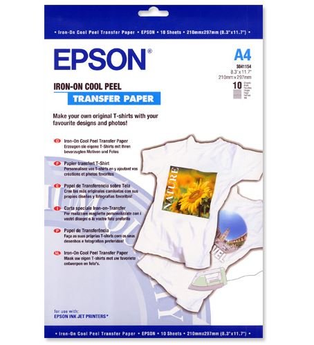 Epson S041154 A4 Iron-on Cool Peel Transfer Paper - 10 Sheets