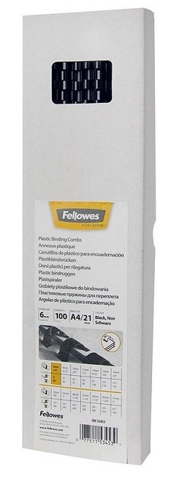 Fellowes 6mm Plastic Binding Combs Black - 100 Pack