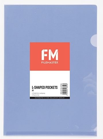 File Master A4 L-Shape Pocket Presentation Folder Purple - 12 Pack