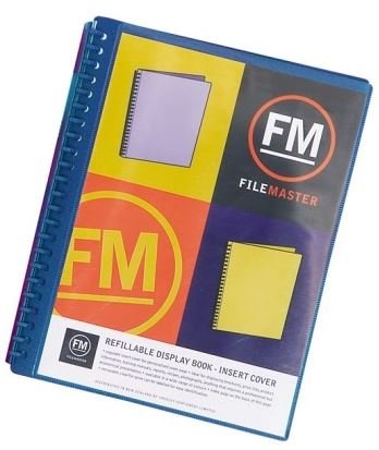 File Master 40 Pocket Refillable A4 Display Book with Insert Cover - Blue