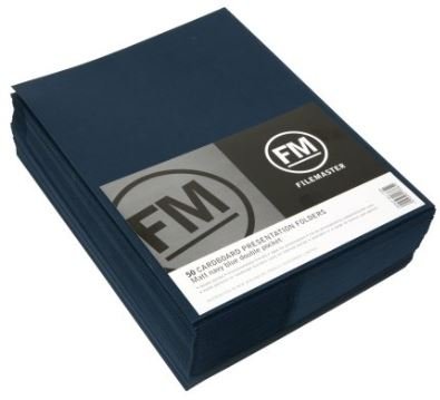 File Master Double Pocket Navy A4 Presentation Folder - 50 Pack