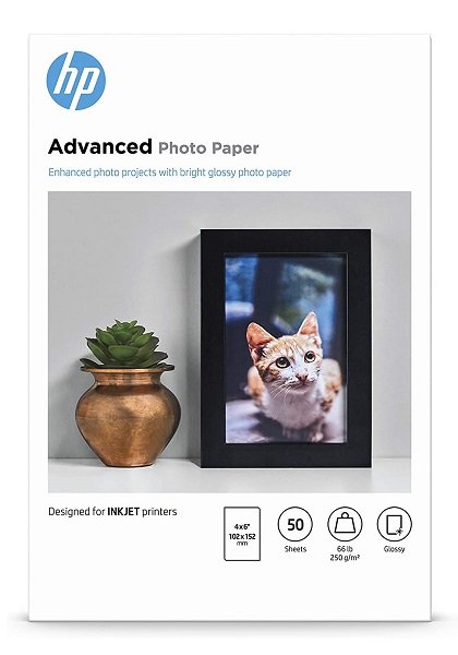 HP 9RR50A Advanced Glossy 4x6 250gsm Photo Paper - 50 Sheets