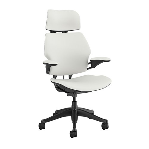 Humanscale Freedom Fabric Chair with Head and Arm Rests - White 