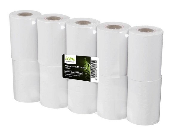 Icon 57 x 40mm Thermal Paper Roll - 10 Pack