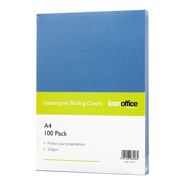 Icon A4 250gsm Binding Covers Blue - 100 Pack