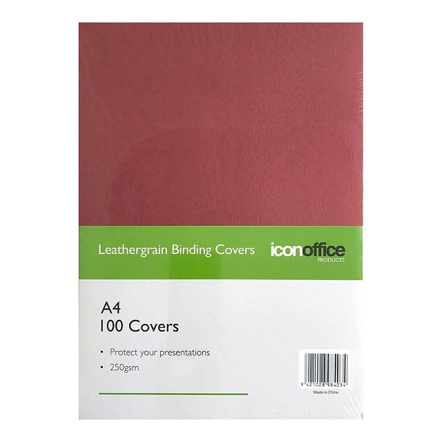 Icon A4 250gsm Binding Covers Red - 100 Pack