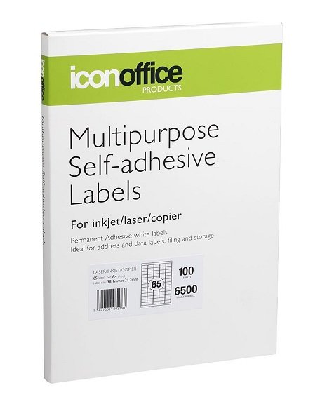 Icon 38.1 x 21.2mm Multipurpose Self-Adhesive White Labels - 6500 Pack