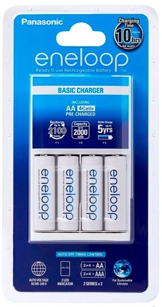 Panasonic Eneloop Overnight Charger AA 2000mAh Rechargeable Batteries - 4 Pack