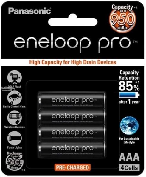 Panasonic Eneloop Pro AAA 950mAh Rechargeable Batteries - 4 Pack