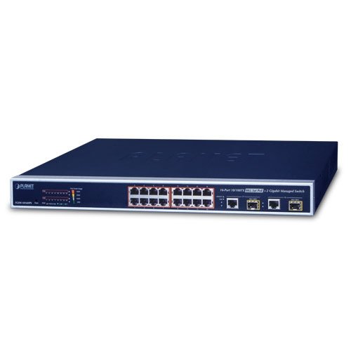 Planet FGSW-1816HPS 16 Port Gigabit Ethernet 10/100/1000BASE-T Layer 2 PoE Managed Switch + 2x Gigabit SFP