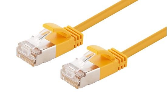 Dynamix 1M Yellow Cat6A S/FTP Slimline Shielded 10G Patch Lead Cable