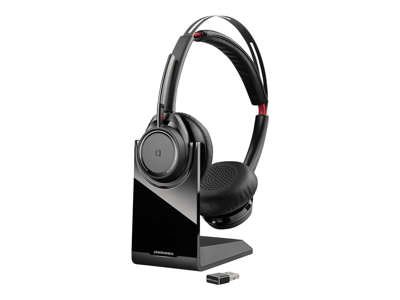 Poly Voyager Focus B825 UC USB-A Bluetooth Over the Head Wireless Stereo Noise Cancelling Headset with Stand