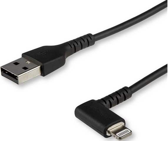 StarTech 1m USB 2.0 Type-A Male to Angled Lightning Male Cable - Black 
