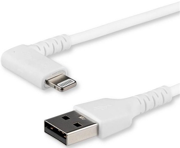 StarTech 1m USB 2.0 Type-A Male to Angled Lightning Male Cable - White  + Headphones Draw Offer