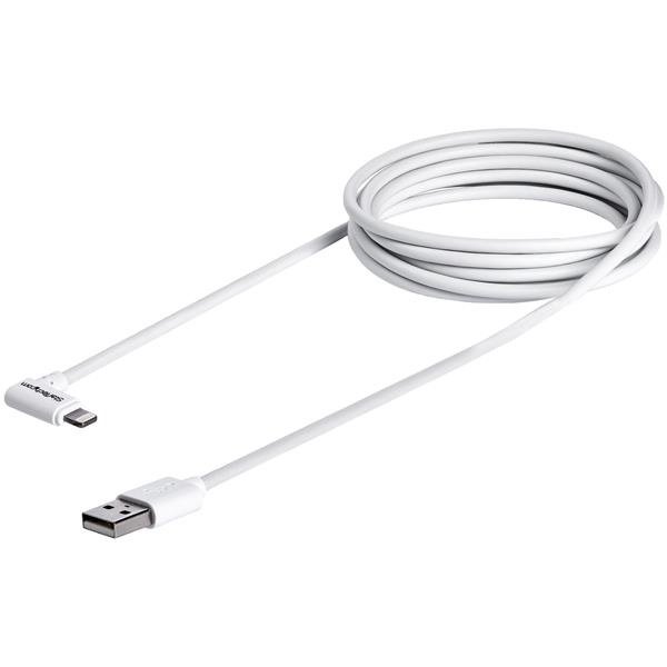 StarTech 2m USB 2.0 to Right Angled Lightning Charge & Sync Cable - White  + Headphones Draw Offer