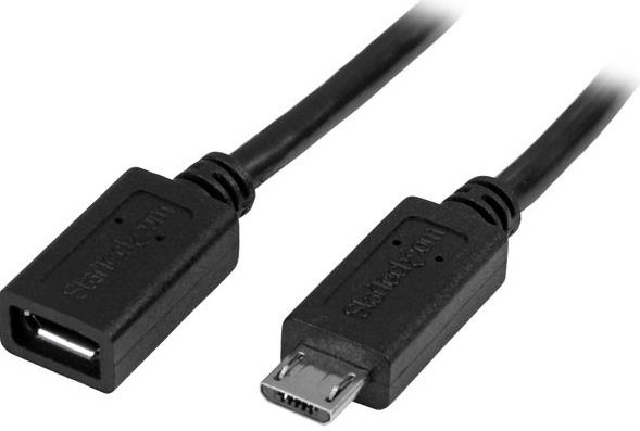 StarTech 0.5m USB 2.0 Micro-B Male to Micro-B Female Extension Cable - Black 