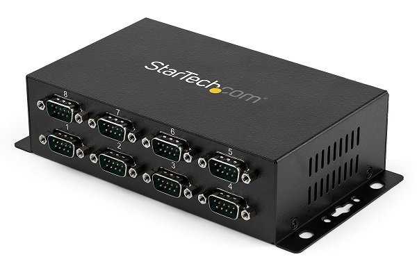 Startech 8 Port USB to DB9 RS232 Serial Adapter Hub - Industrial DIN Rail and Wall Mountable
