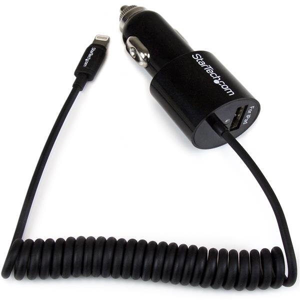 StarTech Dual Port Car Charger - Lightning & USB Cable - Black 
