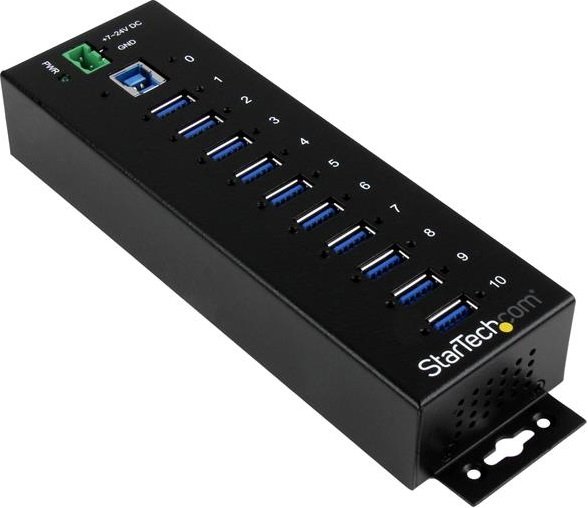 StarTech 10 Port USB 3.0 Industrial USB Hub with ESD Protection & Surge Protection 
