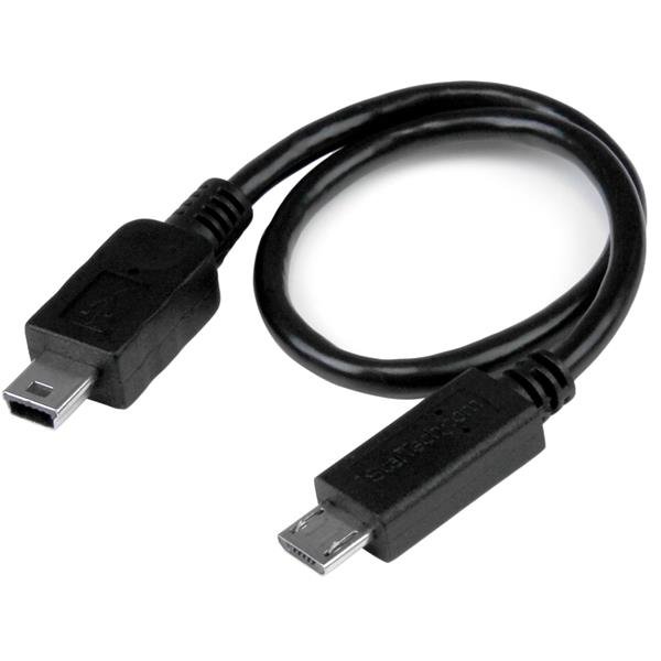 StarTech 20cm USB Micro-B Male to USB Mini-B Male OTG Cable - Black 