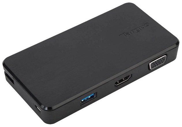 Targus USB 3.0 & USB-C Dual Video Travel Docking Station - 1x HDMI, 1x VGA, 1x RJ-45, 2x USB 3.0