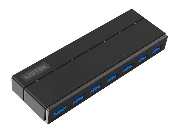Unitek 7 Port USB 3.0 Powered USB Hub - Black