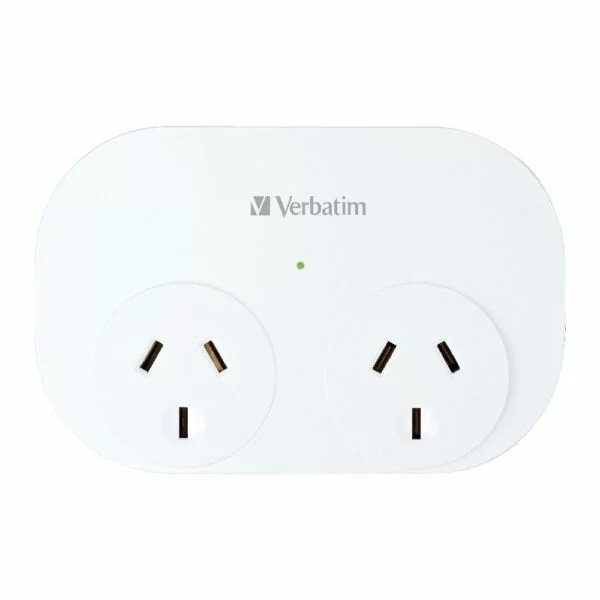 Verbatim 2 Outlet Surge Protected Double Adapter with Dual USB