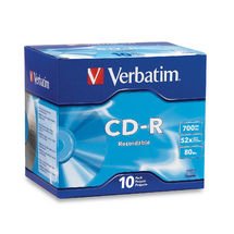 Verbatim CD-R 52X 700MB CD Discs - 10 Pack with Jewel Case