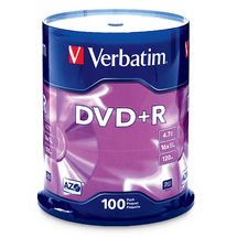 Verbatim AZO DVD+R 16X 4.7GB Branded Surface DVD Discs - 100 Pack