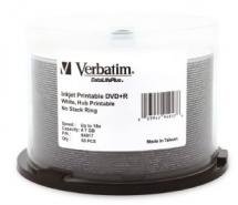 Verbatim DataLifePlus DVD+R 16X 4.7GB White Inkjet Hub Printable DVD Discs - 50 Pack